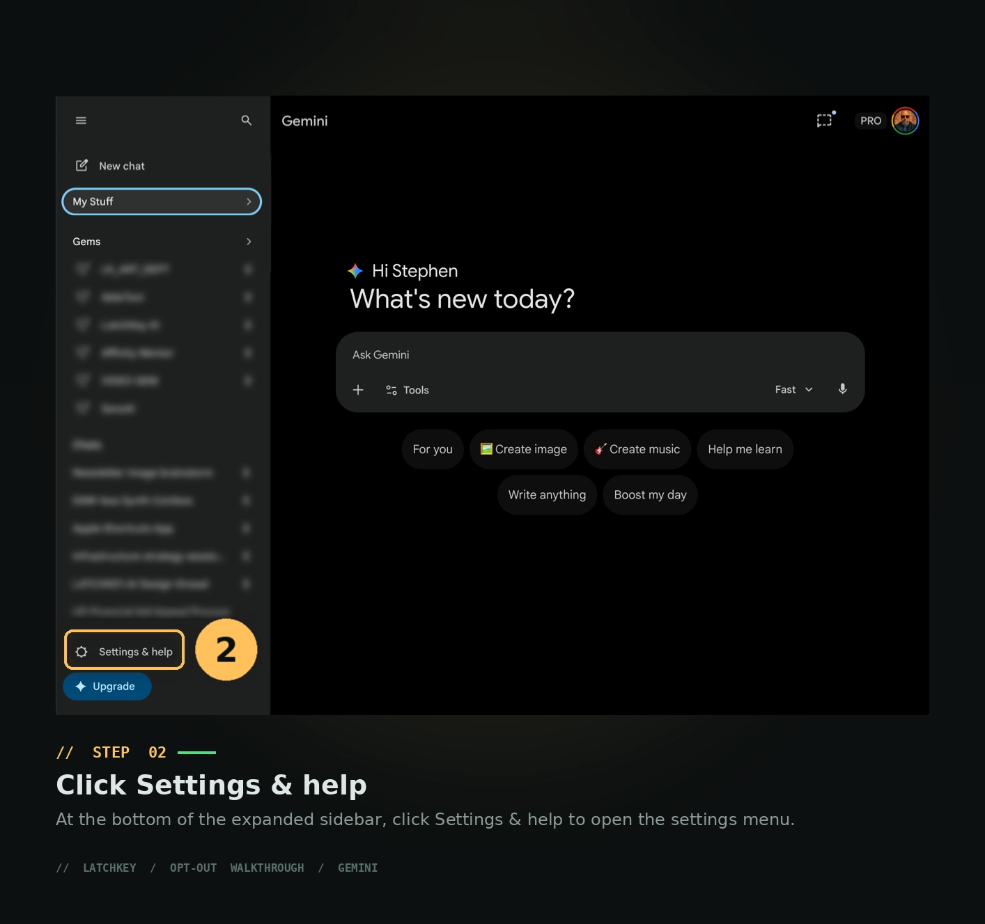 Gemini Step 2: Access Gemini Apps Activity