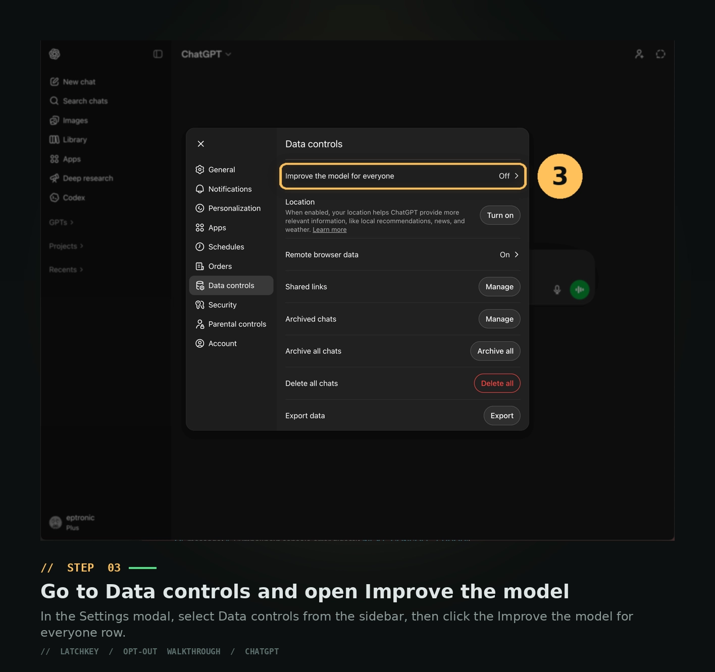 ChatGPT Step 3: Open Data Controls